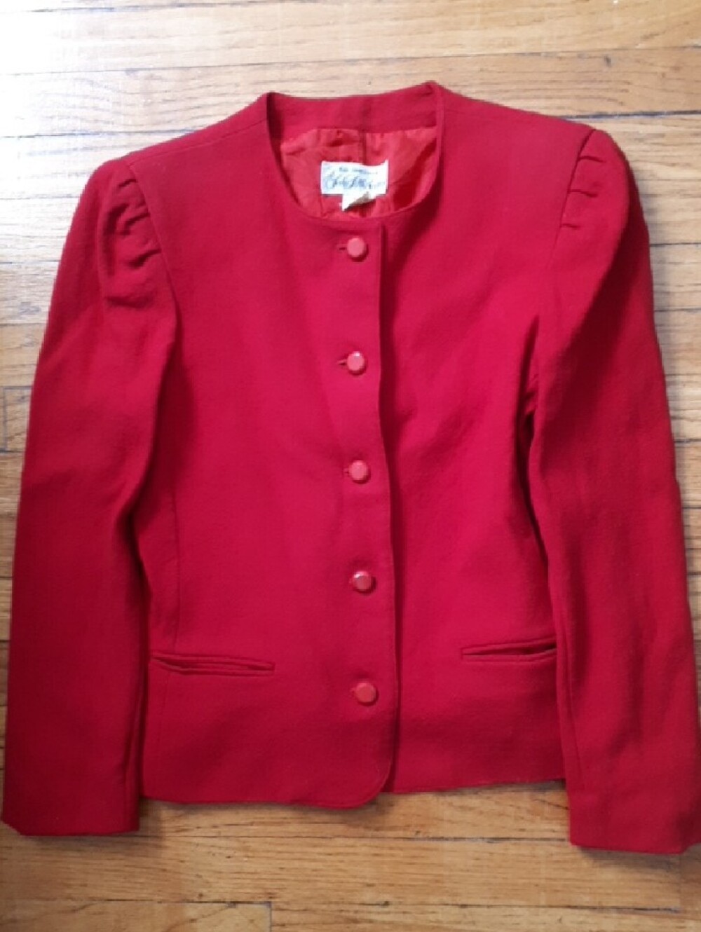 Vintage Saks Fifth Avenue Red Wool Button Front Jacket - Classic Tailored Style